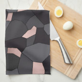 エレガントでスタイリッシュなばら色の金ゴールドの灰色および黒いモザイク キッチンタオル (四つ折り)