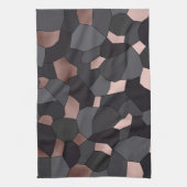 エレガントでスタイリッシュなばら色の金ゴールドの灰色および黒いモザイク キッチンタオル (縦)