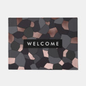 エレガントでスタイリッシュなばら色の金ゴールドの灰色および黒いモザイク ドアマット (正面)