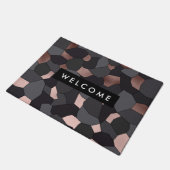 エレガントでスタイリッシュなばら色の金ゴールドの灰色および黒いモザイク ドアマット (アングル)