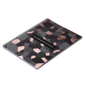 エレガントでスタイリッシュなばら色の金ゴールドの灰色および黒いモザイク ノートブック (左側)