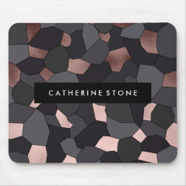エレガントでスタイリッシュなばら色の金ゴールドの灰色および黒いモザイク マウスパッド