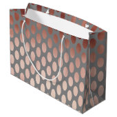 エレガントでスタイリッシュなばら色の金ゴールドホイルの水玉模様パターン ラージペーパーバッグ (裏面アングル)