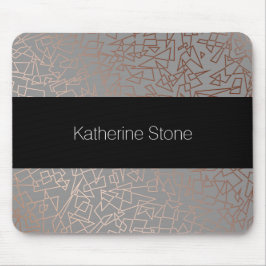 エレガントでスタイリッシュなばら色の金ゴールド幾何学的なパターン灰色 マウスパッド