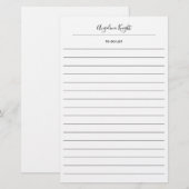 エレガントでスタイリッシュなオシャレなTODOリストの手書きスクリプト 便箋 (正面/裏面)