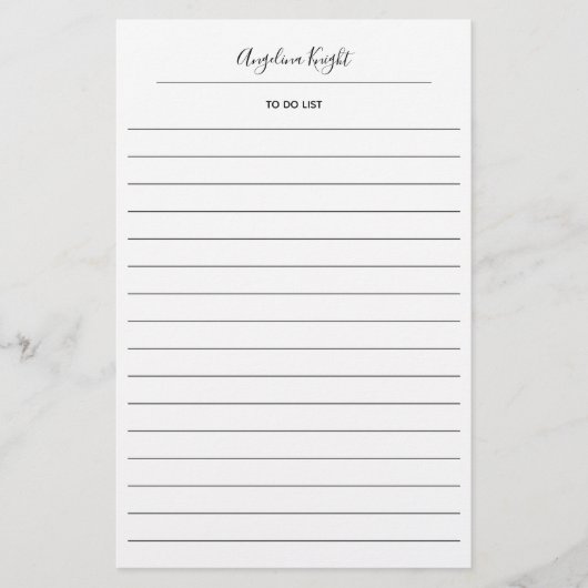エレガントでスタイリッシュなオシャレなTODOリストの手書きスクリプト 便箋 (正面)