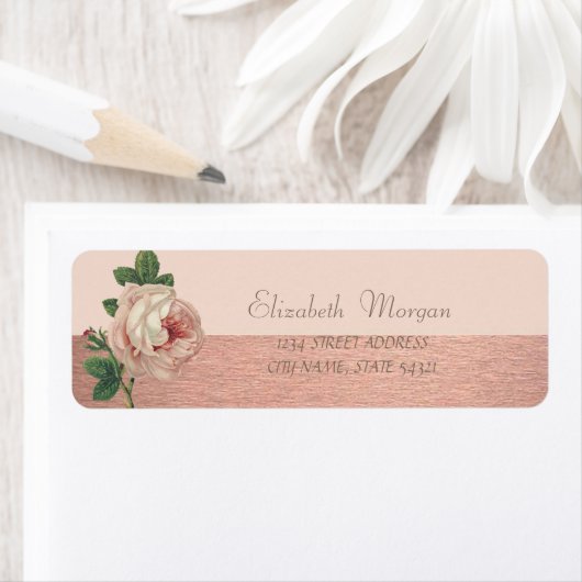 エレガントでスタイリッシュなグリッター仕上げのローズアドレスラベル ラベル (インサイチュ)