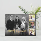 エレガントでスタイリッシュなゴールドのクリスマスコラージュ シーズンカード (スタンド正面)