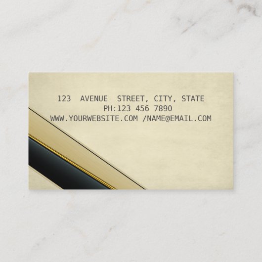 エレガントでスタイリッシュなゴールドの羽根のノートカバー/輝きを放つ 名刺 (裏面)