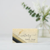 エレガントでスタイリッシュなゴールドの羽根のノートカバー/輝きを放つ 名刺 (スタンド正面)