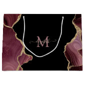 エレガントでスタイリッシュなゴールドグリッター バーガンディアゲート ラージペーパーバッグ (正面)