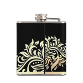 エレガントでスタイリッシュなゴールドレース ブラック - 個人用 フラスク (裏面)