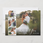 エレガントでスタイリッシュなスクリプト　4枚の写真　結婚式のお礼カード 招待状 (正面)