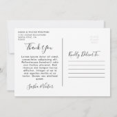 エレガントでスタイリッシュなスクリプト　4枚の写真　結婚式のお礼カード 招待状 (裏面)