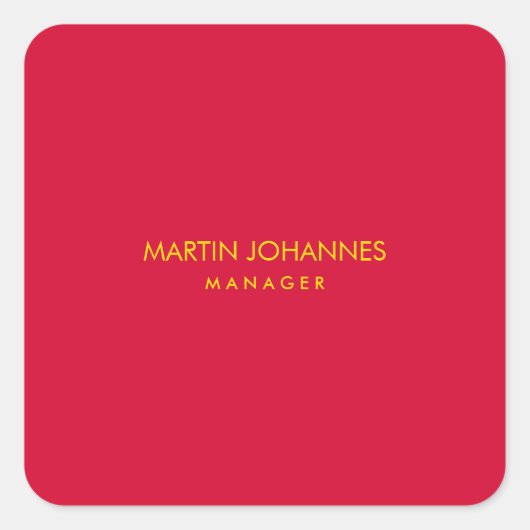 エレガントでスタイリッシュなチェリー レッド ゴールド カラー カスタム ネーム スクエアシール (正面)