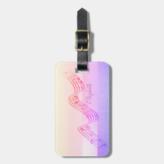 エレガントでスタイリッシュなチックなデザイン、音符 ラゲッジタグ (正面縦)