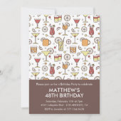 エレガントでスタイリッシュなドリンクカクテル 48歳の誕生日 招待状 (正面)