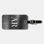 エレガントでスタイリッシュなブラックメタル2モノグラムイニシャル ラゲッジタグ (正面横)
