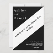 エレガントでスタイリッシュなブラック＆ホワイトのモダンウェディング 招待状 (正面)