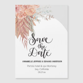 エレガントでスタイリッシュなボヘミアンテラコッタパンパスグラス マグネット招待状