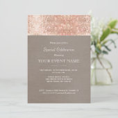 エレガントでスタイリッシュな偽のローズゴールドのスパンコルパーティー 招待状 (スタンド正面)