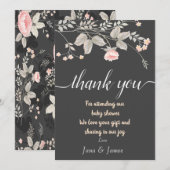 エレガントでスタイリッシュな水彩花柄のサンキューカード 招待状 (正面/裏面)