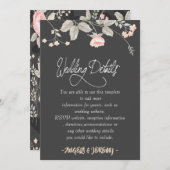 エレガントでスタイリッシュな水彩花柄の結婚式披露宴 招待状 (正面/裏面)