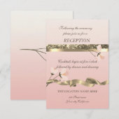 エレガントでスタイリッシュな花のウェディングレセプション 招待状 (正面/裏面)