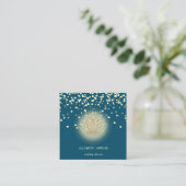 エレガントでスタイリッシュな蓮の花、緑の紙吹雪 スクエア名刺 (スタンド正面)