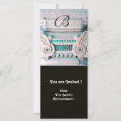 エレガントでスタイリッシュな装飾 , アクアブルー グリーン ホワイト ブラック 招待状 (裏面)