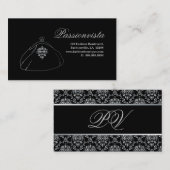 エレガントでスタイリッシュな財布の王冠の銀の黒のダマスク織 名刺 (正面/裏面)