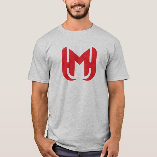 エレガントでスタイリッシュな赤い文字M Tシャツ (正面)