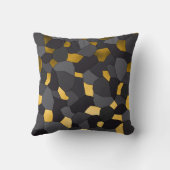 エレガントでスタイリッシュな金ゴールドの灰色および黒いモザイク クッション (裏面)