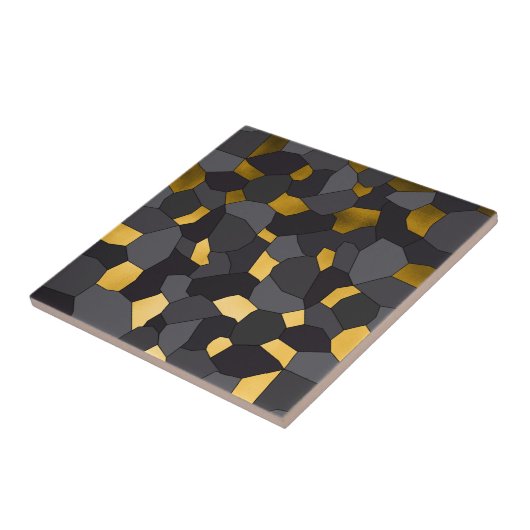 エレガントでスタイリッシュな金ゴールドの灰色および黒いモザイク タイル (側面)
