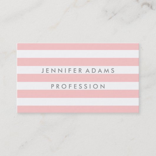 エレガントでストライプでモダンなピンクの名刺 名刺 (正面)