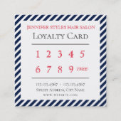 エレガントでストライプなパターンロイヤリティの青 ロイヤリティカード (正面)