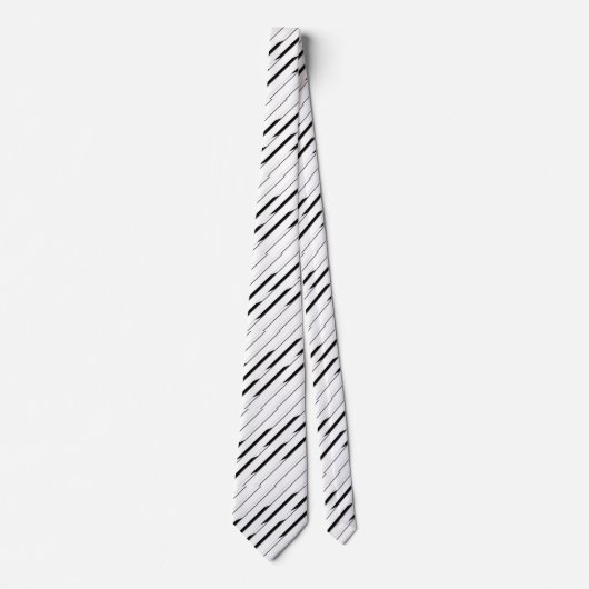 エレガントでストライプのな白黒タイ ネクタイ (正面)