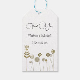 エレガントでタイムレスなソフトゴールドの花モチーフ ミニマルデザイン ギフトタグ