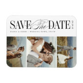 エレガントでタイムレスなタイポグラフィの3枚の写真のSave The Date マグネット (横)