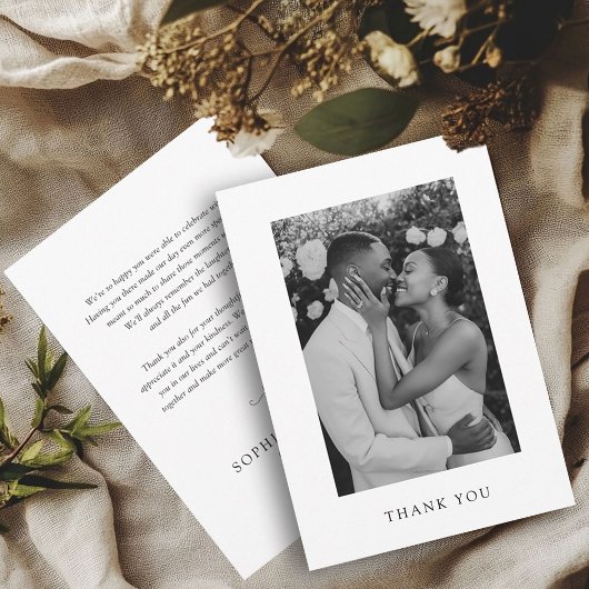 エレガントでタイムレスな結婚式の写真の形見 サンキューカード