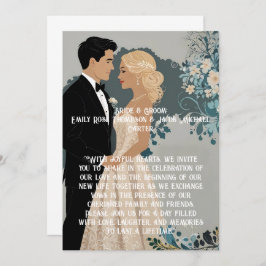 エレガントでタイムレスな結婚式招待状のデザイン 招待状