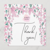 エレガントでチャーミングな藤の花のデザイン サンキューカード (正面/裏面)