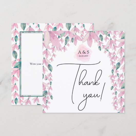 エレガントでチャーミングな藤の花 サンキューカード (正面/裏面)