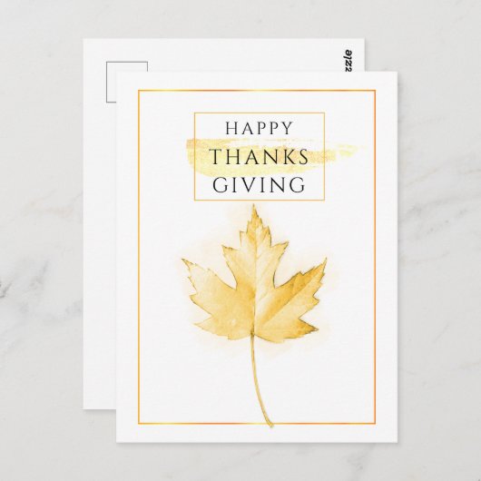 エレガントでトレンディなゴールドの感謝祭 ポストカード (正面/裏面)