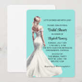 エレガントでトレンディなターコイズのブライダルシャワー 招待状 (正面/裏面)