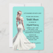 エレガントでトレンディなターコイズのブライダルシャワー 招待状 (正面)