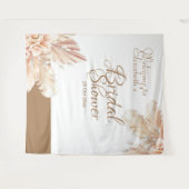 エレガントでトレンディなパンパス草　白　茶色 タペストリー (正面(横))