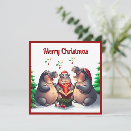 エレガントでトレンディな水彩画の松の木の合唱 シーズンカード (スタンド正面)