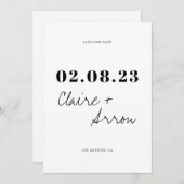 エレガントでトレンディな結婚式の招待状（Save the Date） 招待状 (正面/裏面)