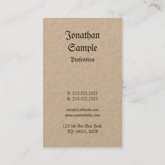 エレガントでノスタルジックなレトロのヴィンテージの実質のクラフトの贅沢 名刺 (裏面)